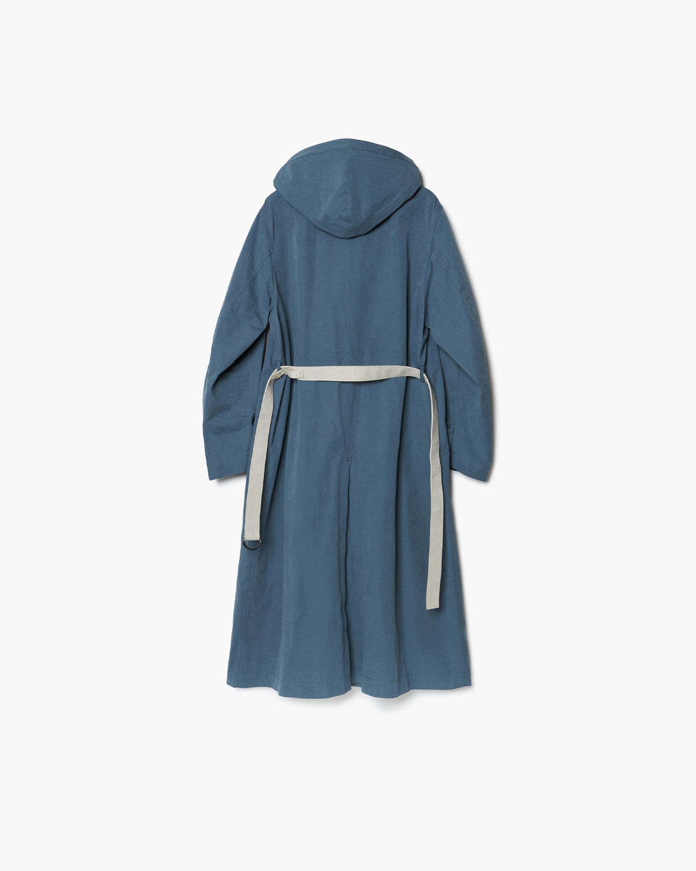 HOODED LONG COAT WITH LINEN MIX BELT
