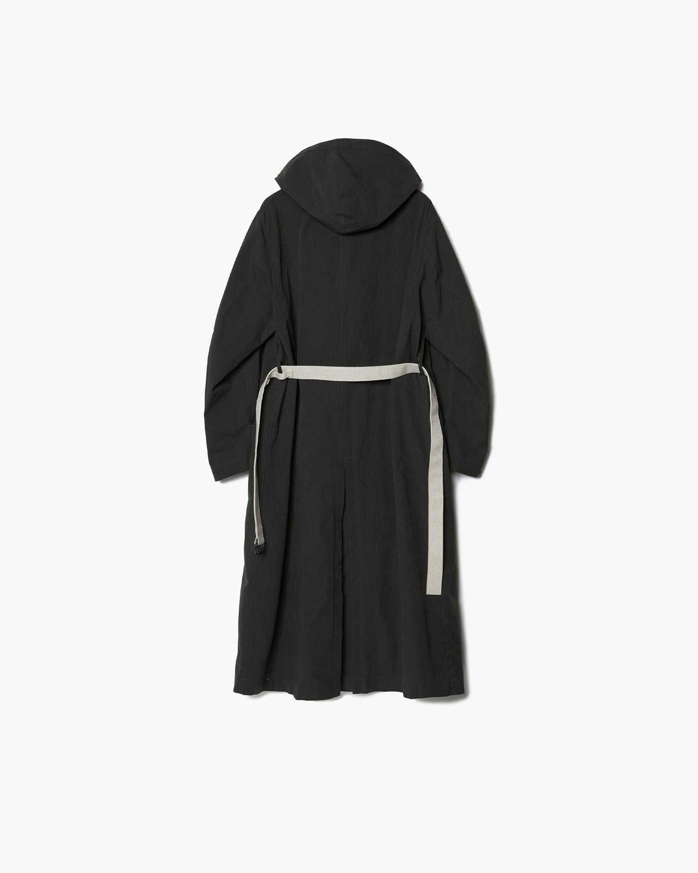 HOODED LONG COAT WITH LINEN MIX BELT