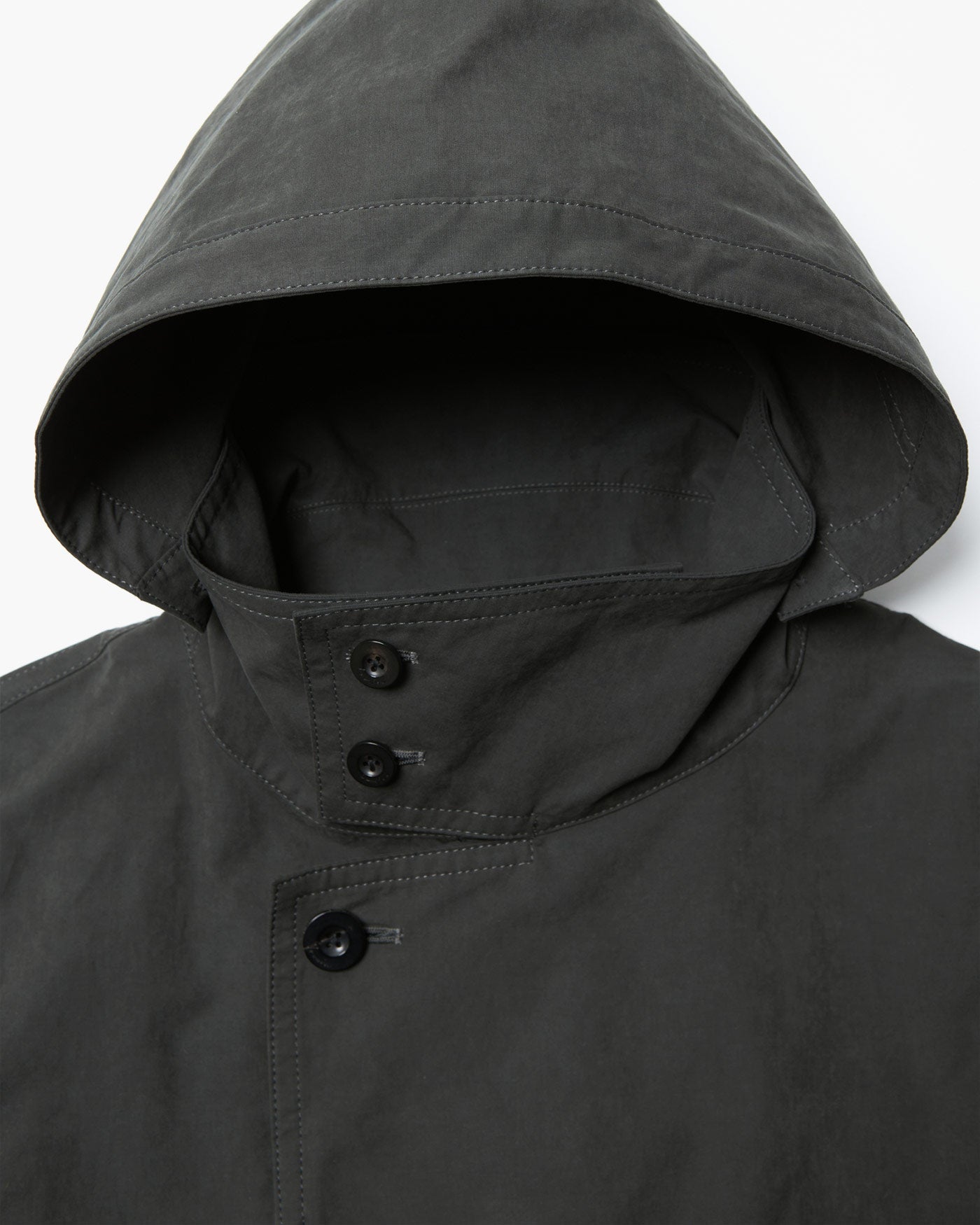 HOODED LONG COAT WITH LINEN MIX BELT