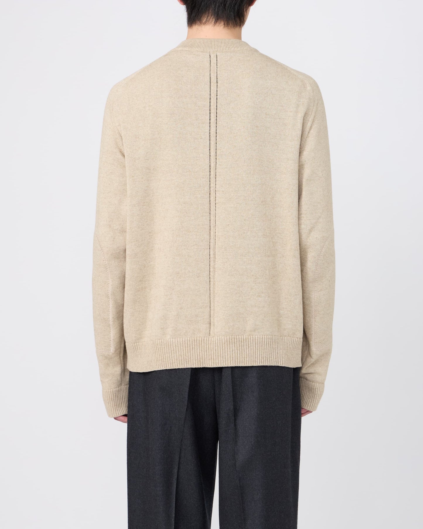 LEATHER TAB KNIT PULLOVER