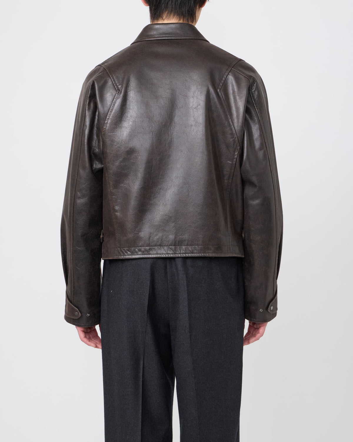 MODIFIED-SLEEVE LEATHER MOTOR JACKET