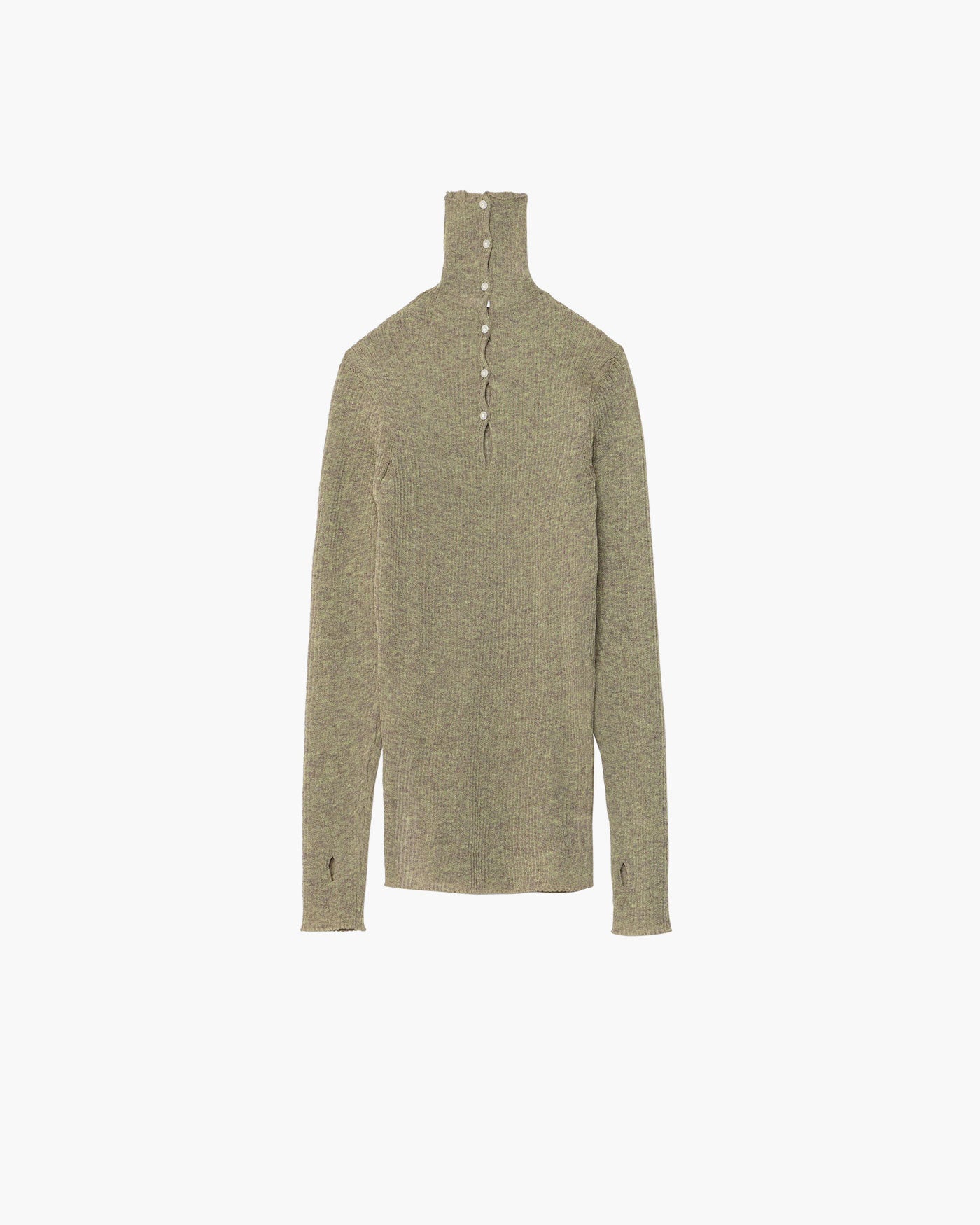 RAMIE-BLEND RIB KNIT PULLOVER