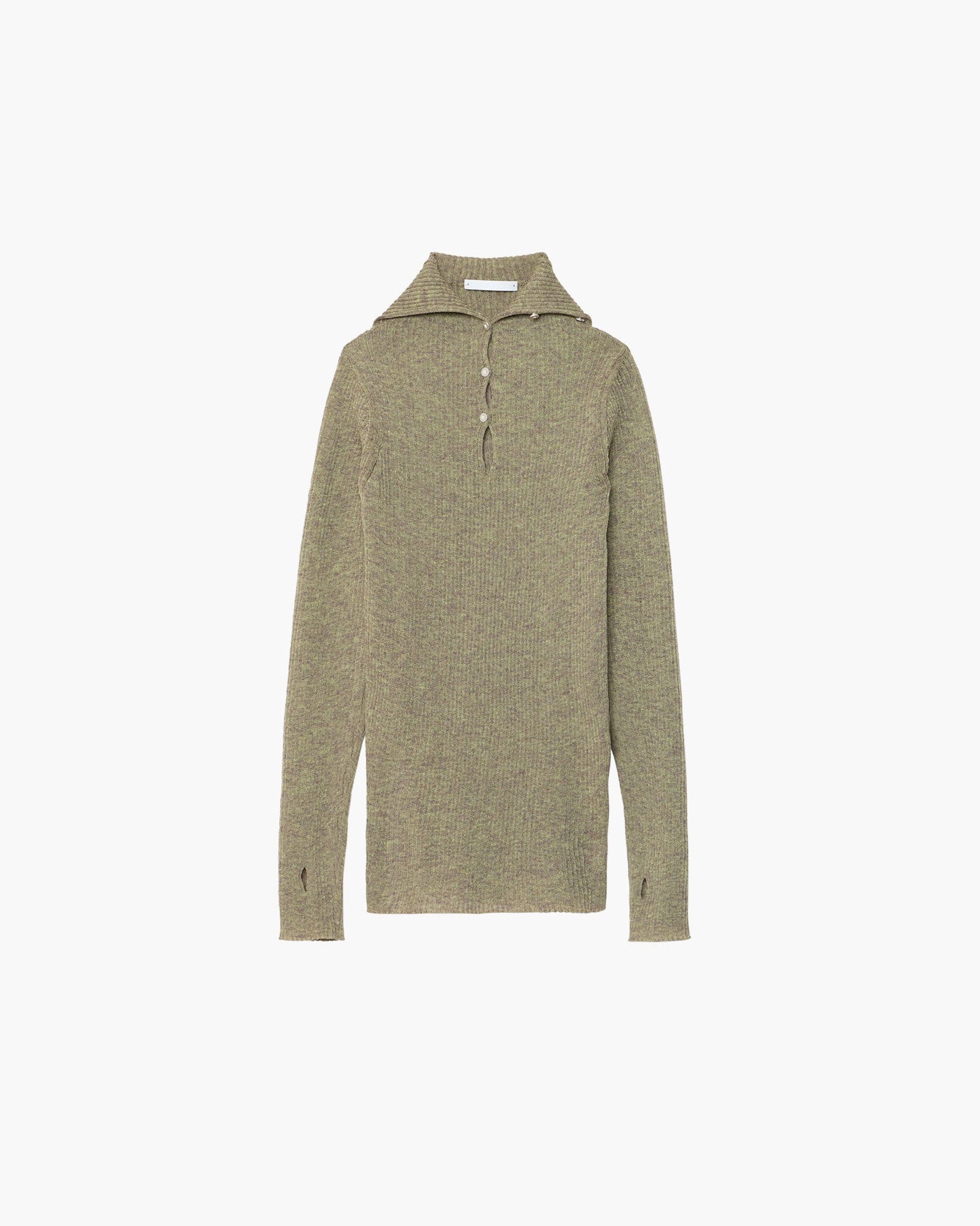 RAMIE-BLEND RIB KNIT PULLOVER