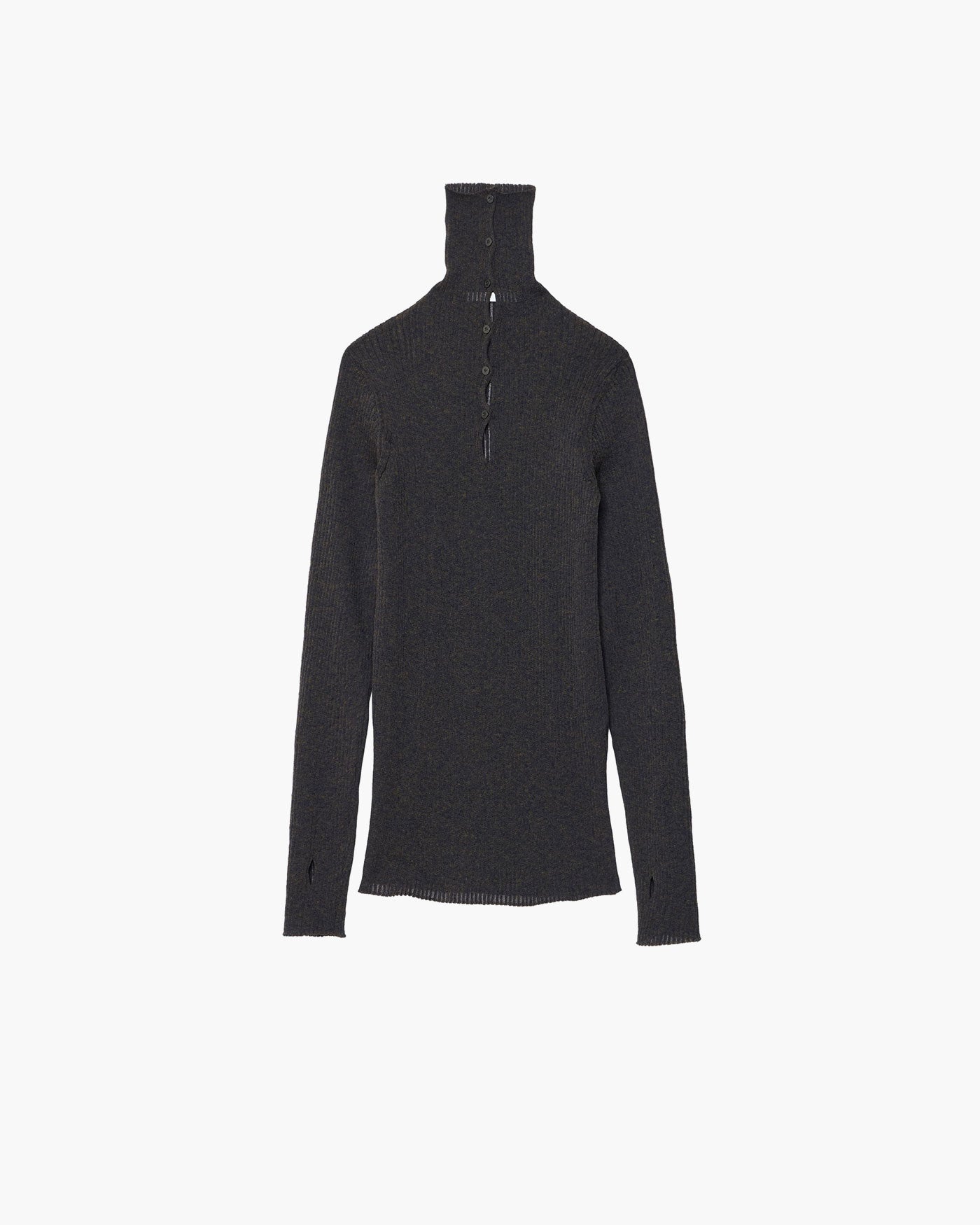 RAMIE-BLEND RIB KNIT PULLOVER