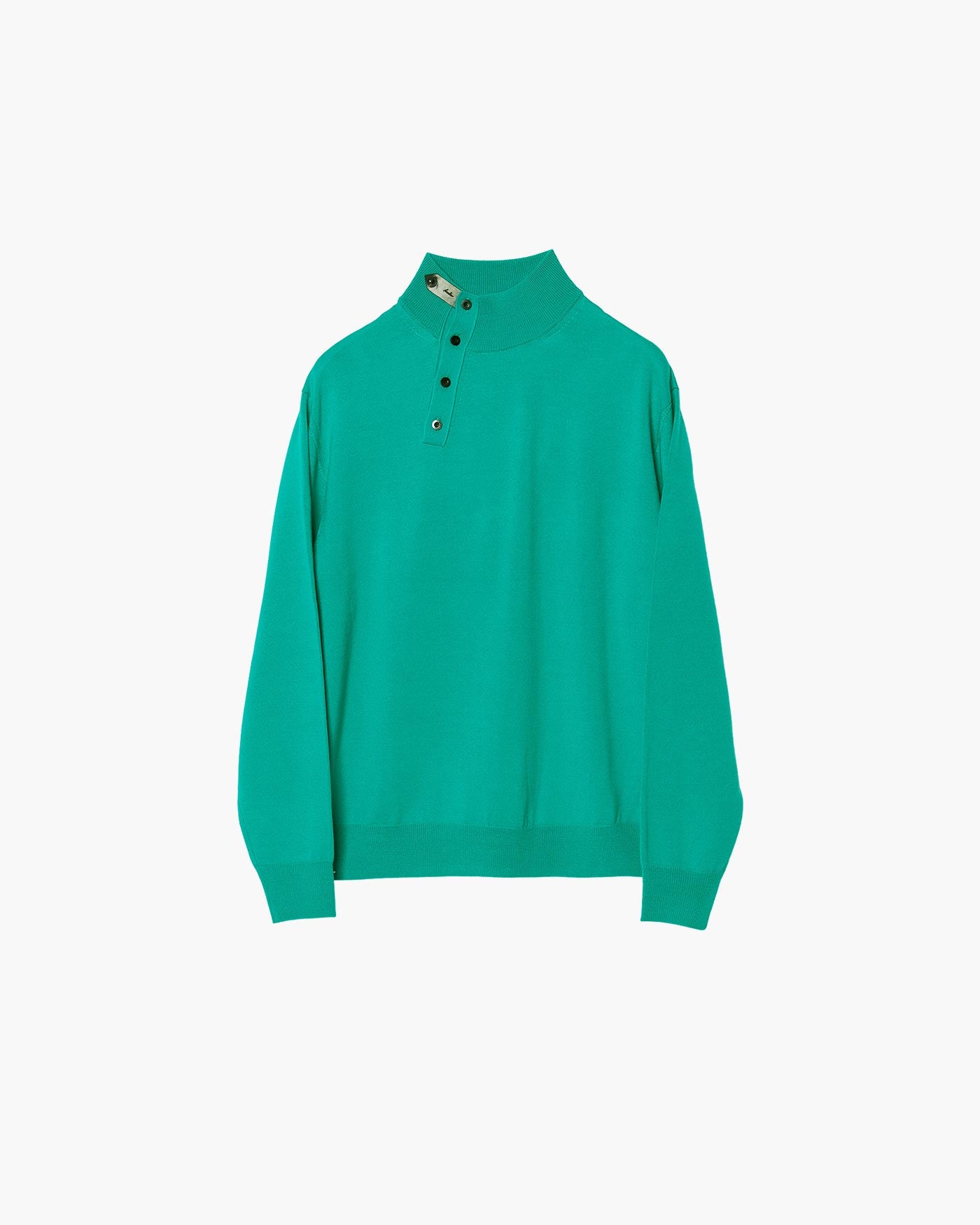 LEATHER TAB KNIT PULLOVER