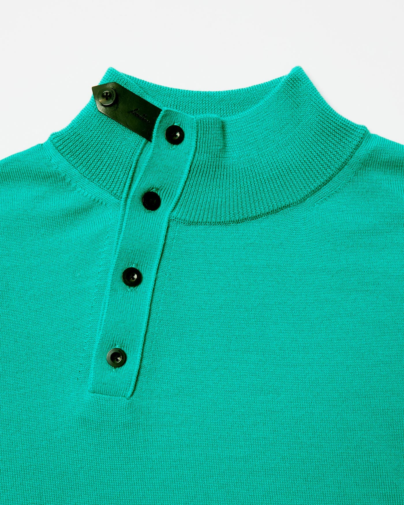 LEATHER TAB KNIT PULLOVER