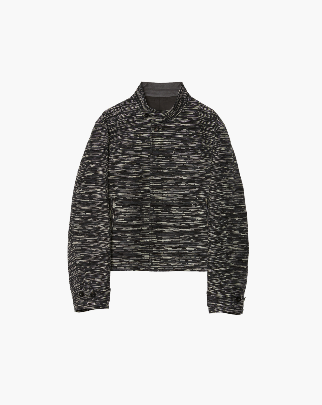 STAND COLLAR BLOUSON WITH LEATHER POCKET