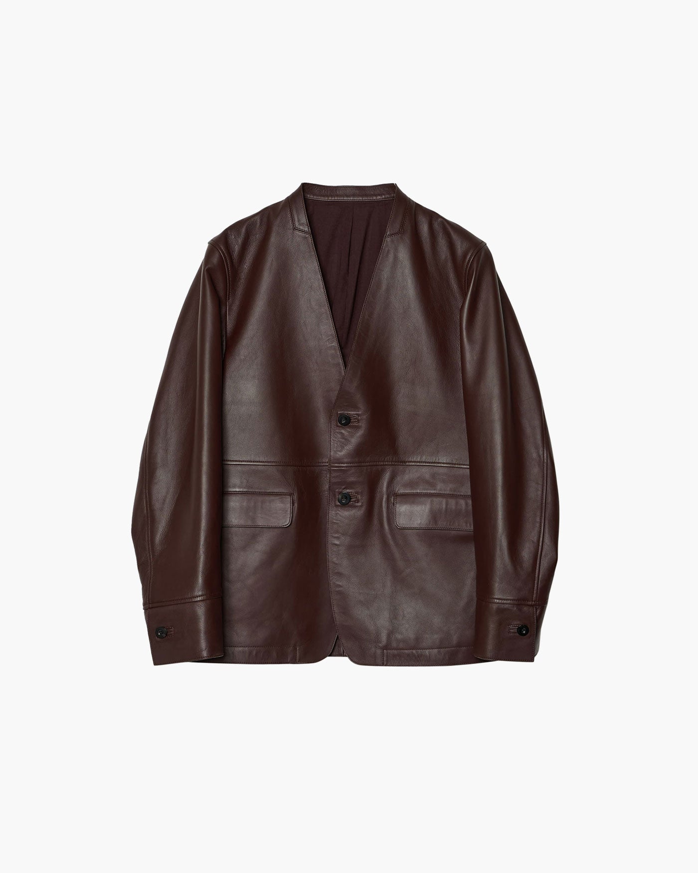 NO-COLLAR LEATHER JAKET – IRENISA