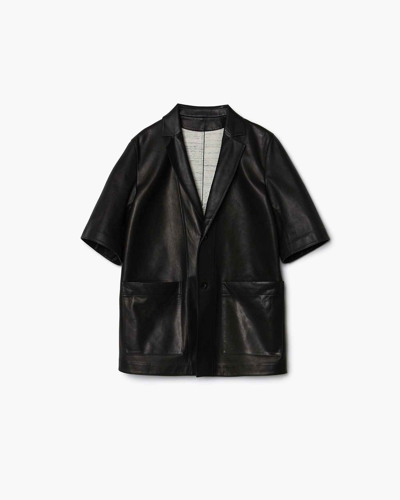 REVERSIBLE SHORT-SLEEVED LEATHER JACKET