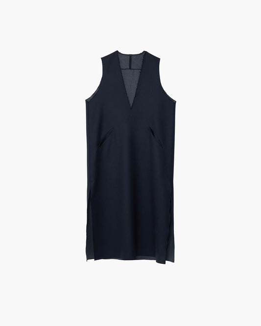 SLIT NECK SLEEVELESS DRESS