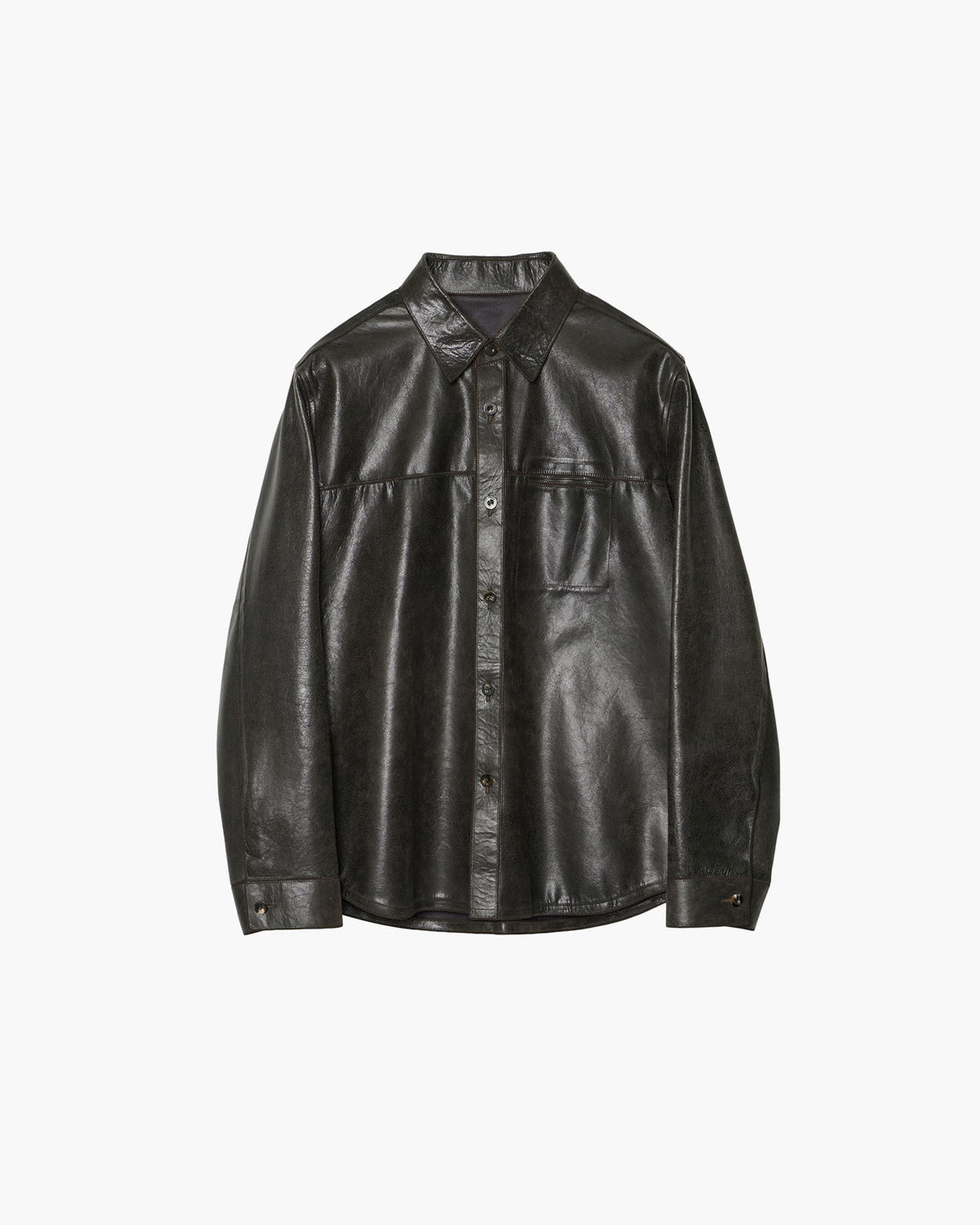 CORD-STITCHED LEATHER SHIRT