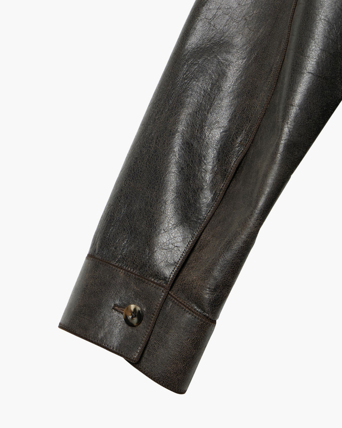 CORD-STITCHED LEATHER SHIRT