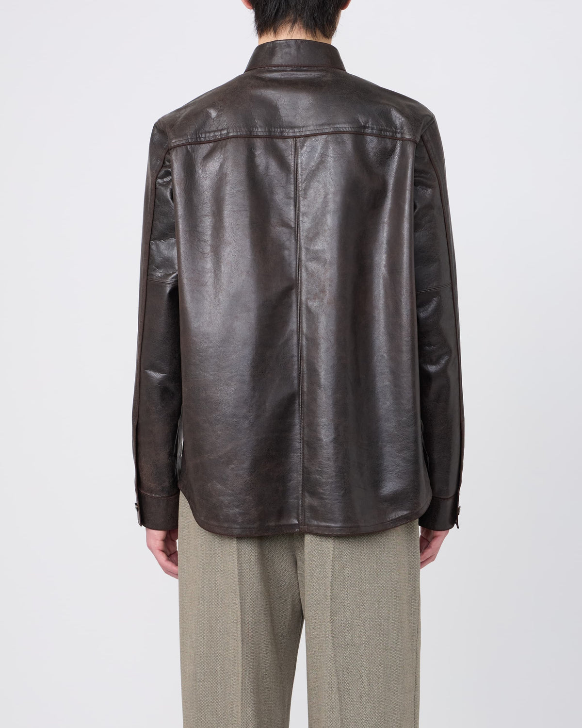 CORD-STITCHED LEATHER SHIRT