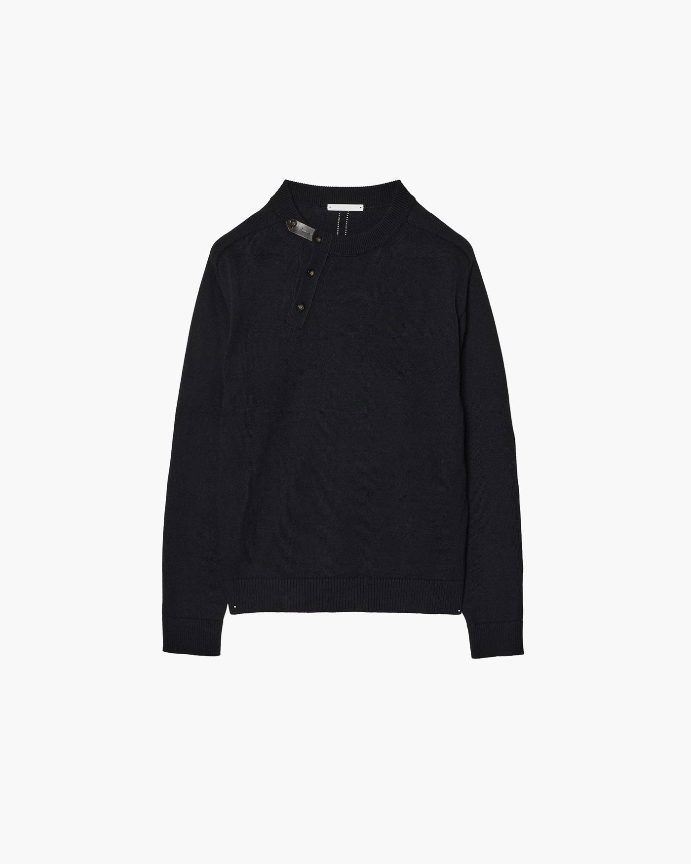 LEATHER TAB KNIT PULLOVER