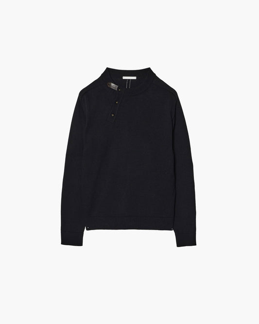 LEATHER TAB KNIT PULLOVER