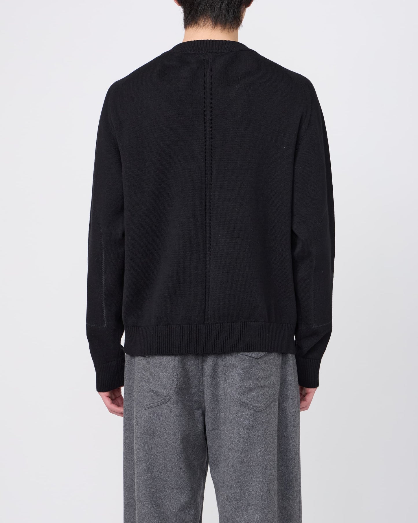 LEATHER TAB KNIT PULLOVER