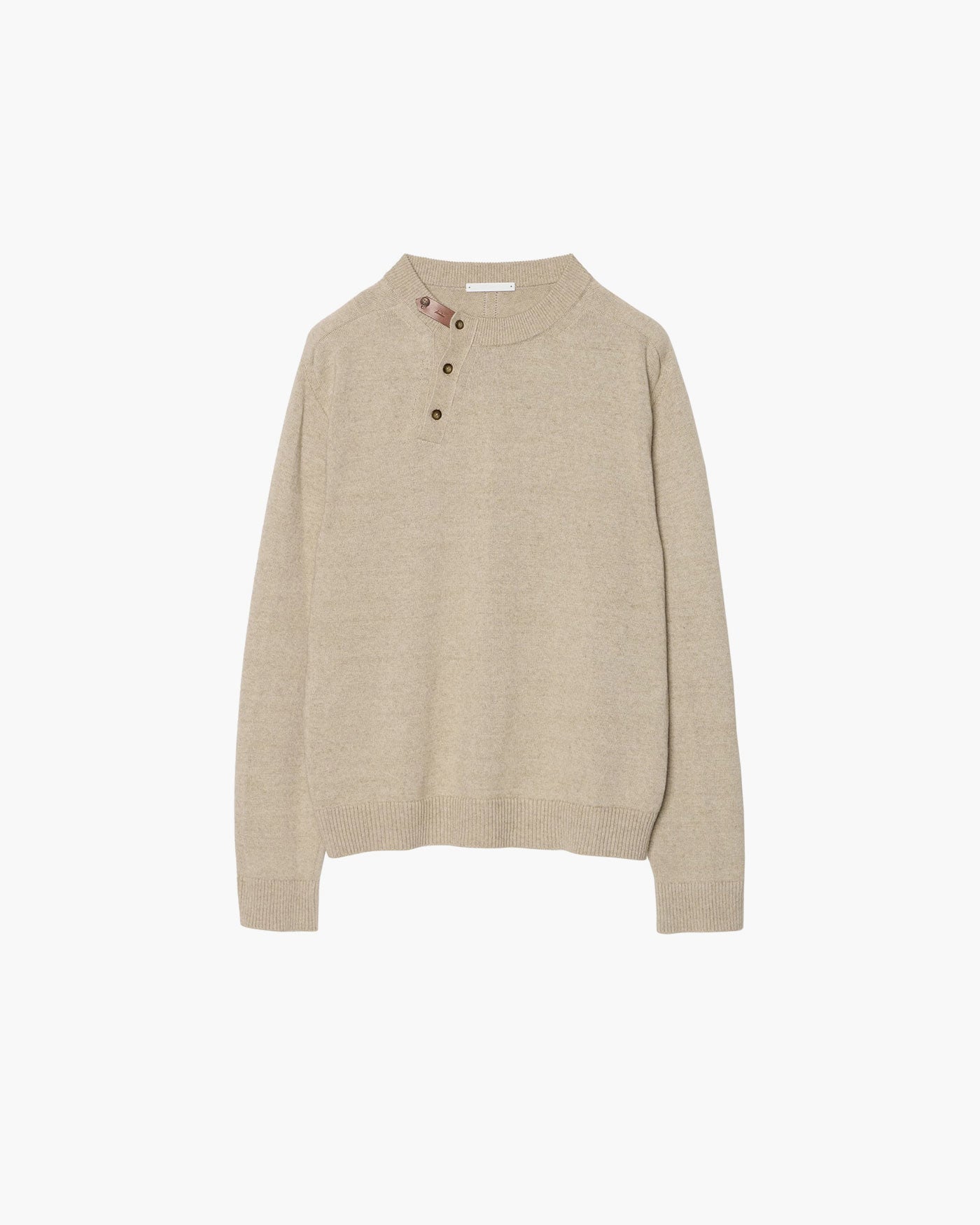 LEATHER TAB KNIT PULLOVER