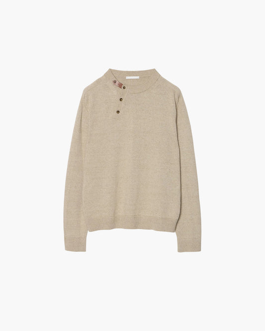 LEATHER TAB KNIT PULLOVER