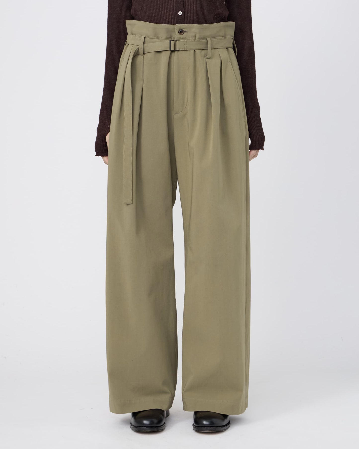 BELTED HIGH-WAIST BAGGY PANTS