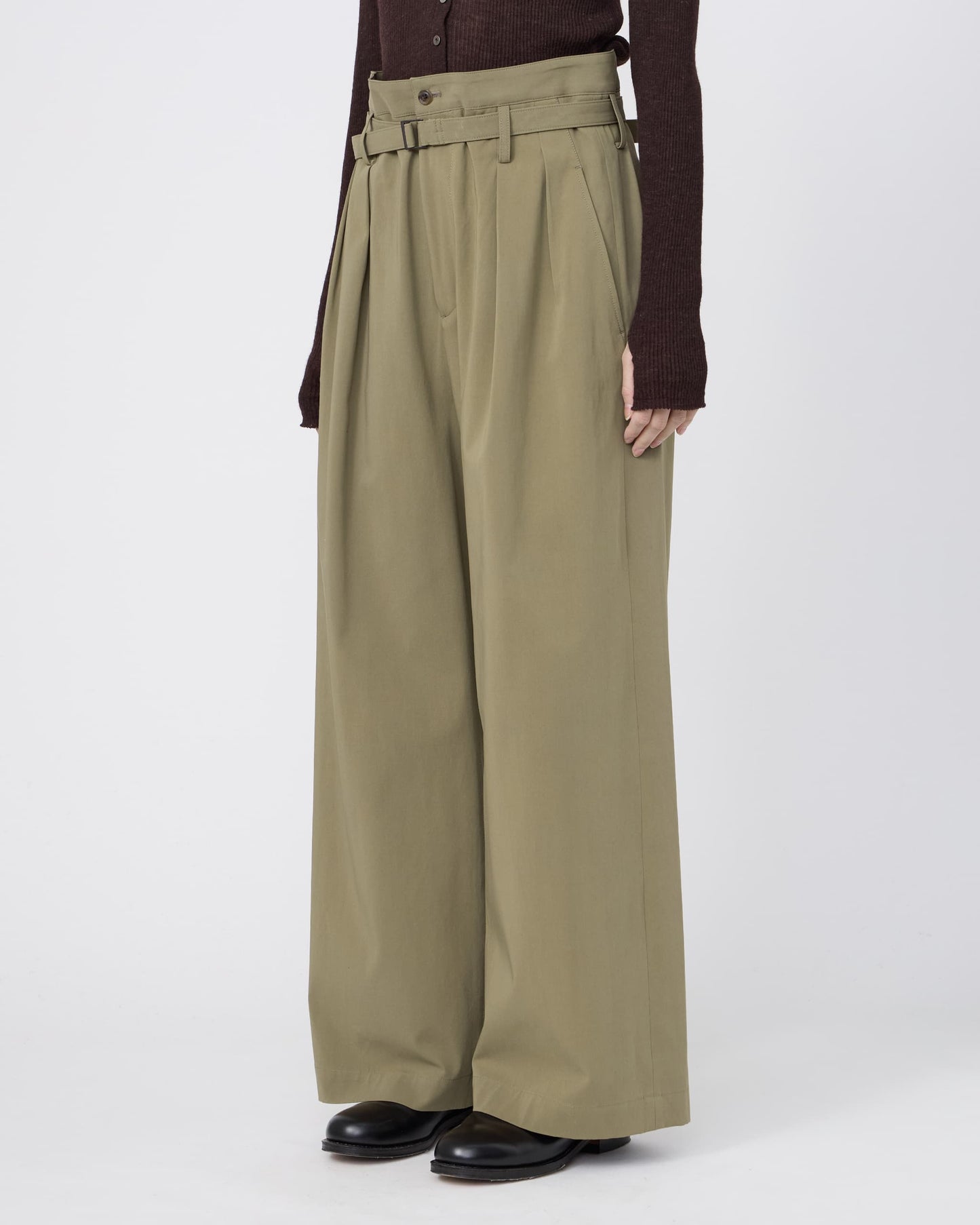 BELTED HIGH-WAIST BAGGY PANTS