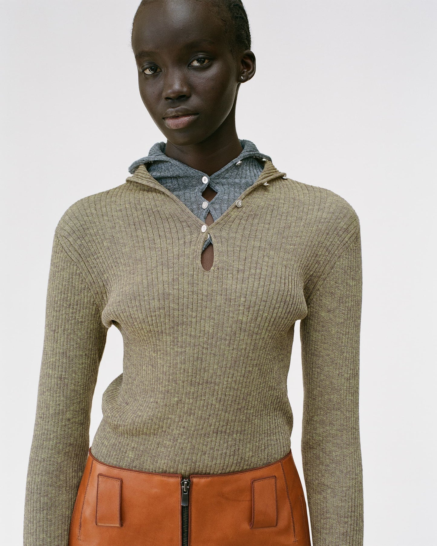 RAMIE-BLEND RIB KNIT PULLOVER