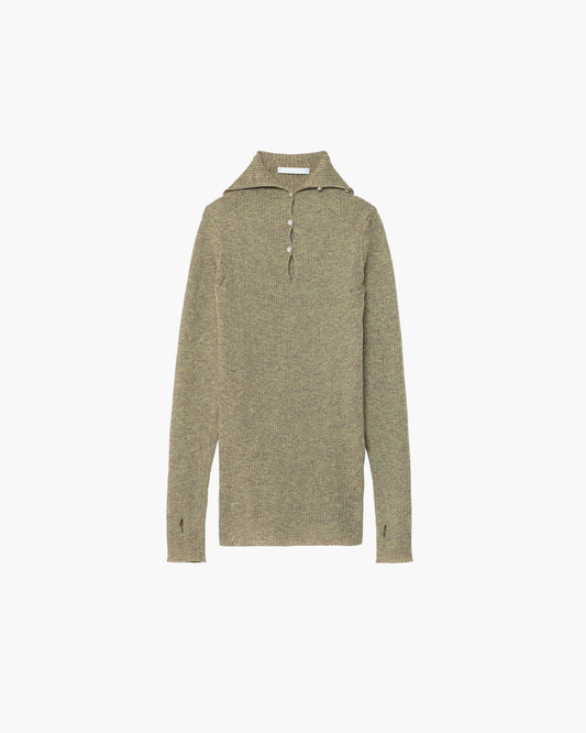 RAMIE-BLEND RIB KNIT PULLOVER