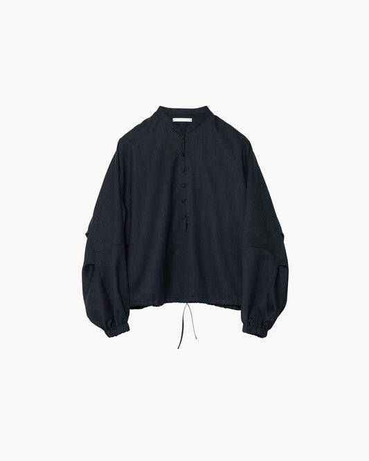 BAND COLLAR SLIT NECK BLOUSE