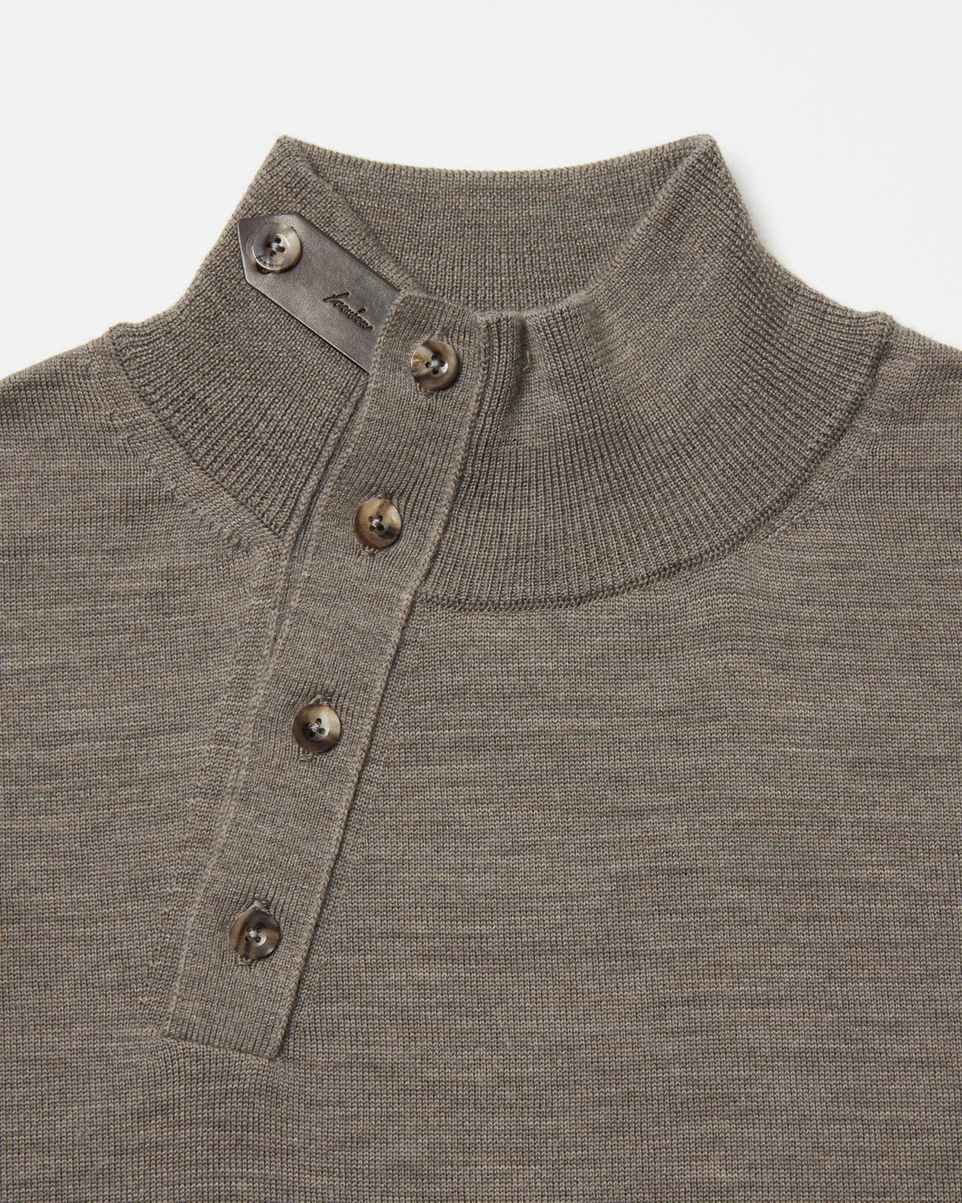 LEATHER TAB KNIT PULLOVER