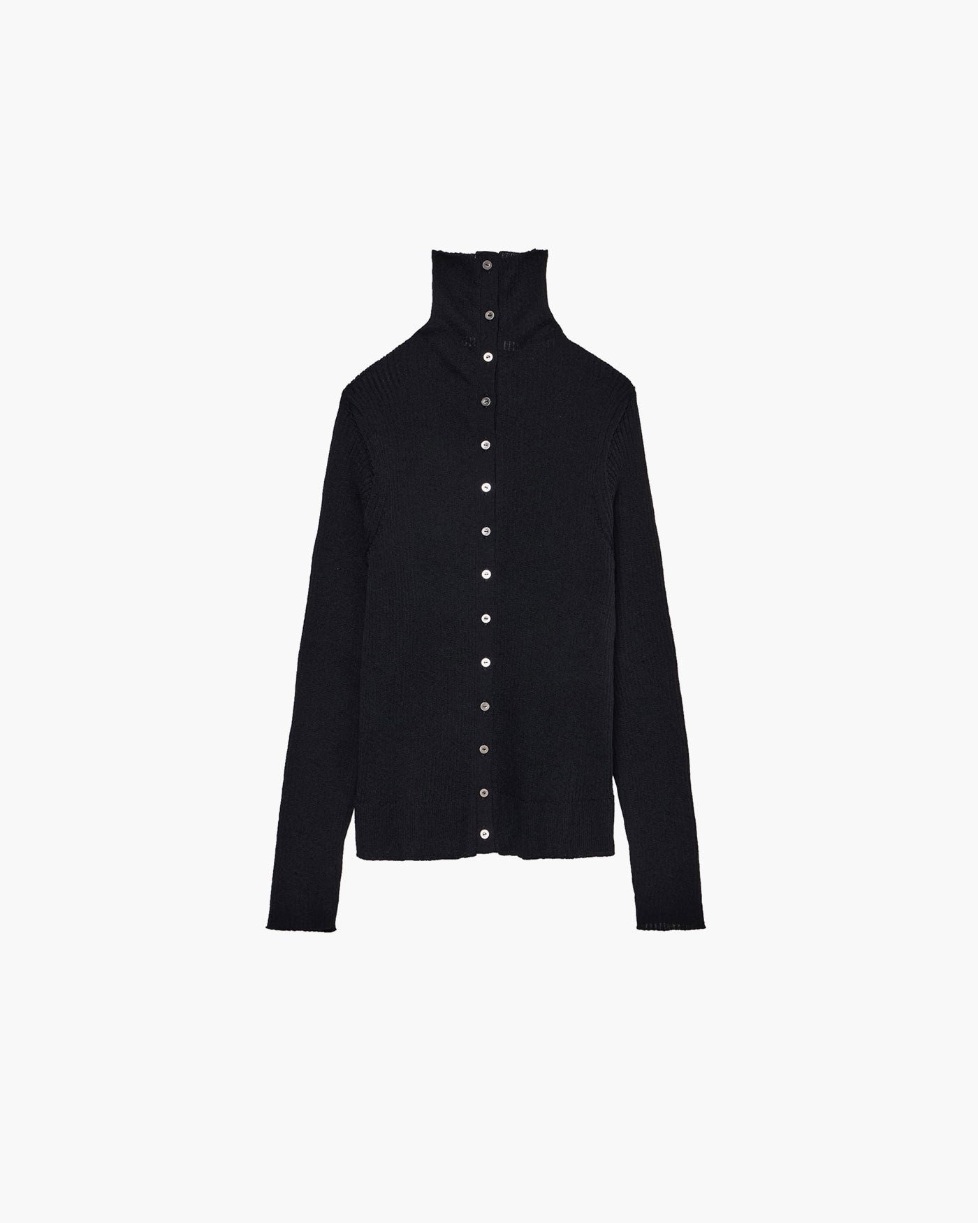 HIGH-NECK RIB KNIT CARDIGAN