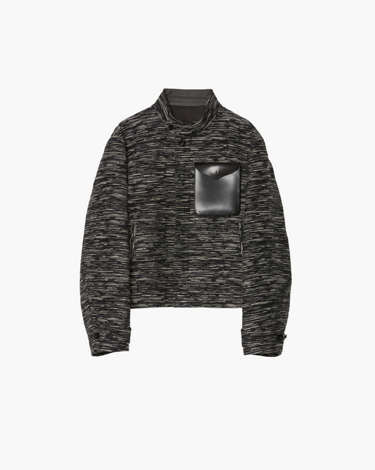 STAND COLLAR BLOUSON WITH LEATHER POCKET