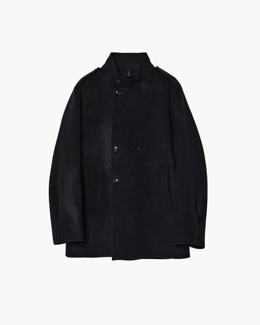 EPAULET STAND COLLAR HALF COAT