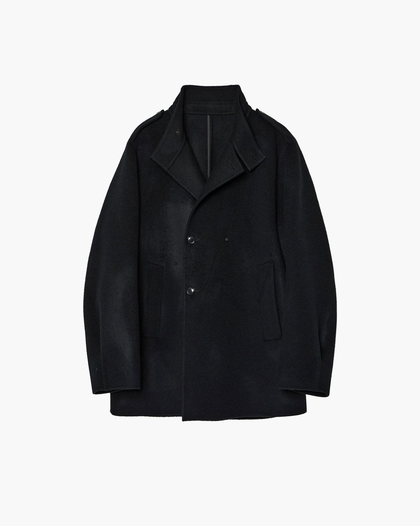 EPAULET STAND COLLAR HALF COAT