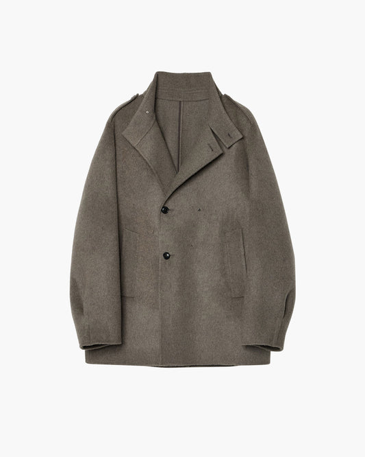 EPAULET STAND COLLAR HALF COAT