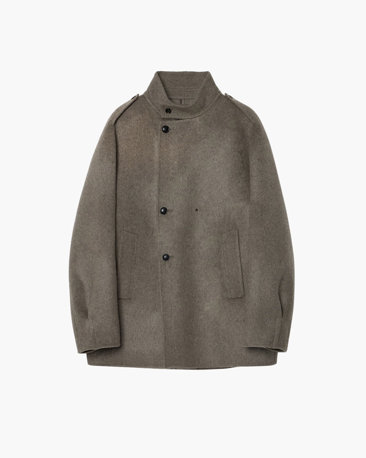 EPAULET STAND COLLAR HALF COAT