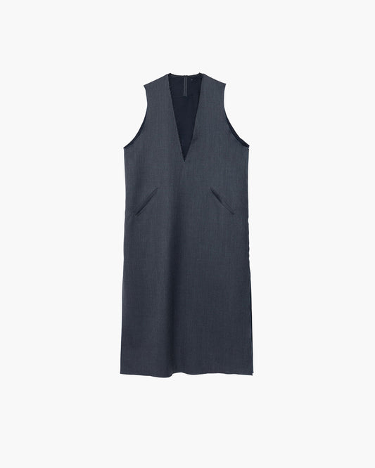 SLIT NECK SLEEVELESS DRESS