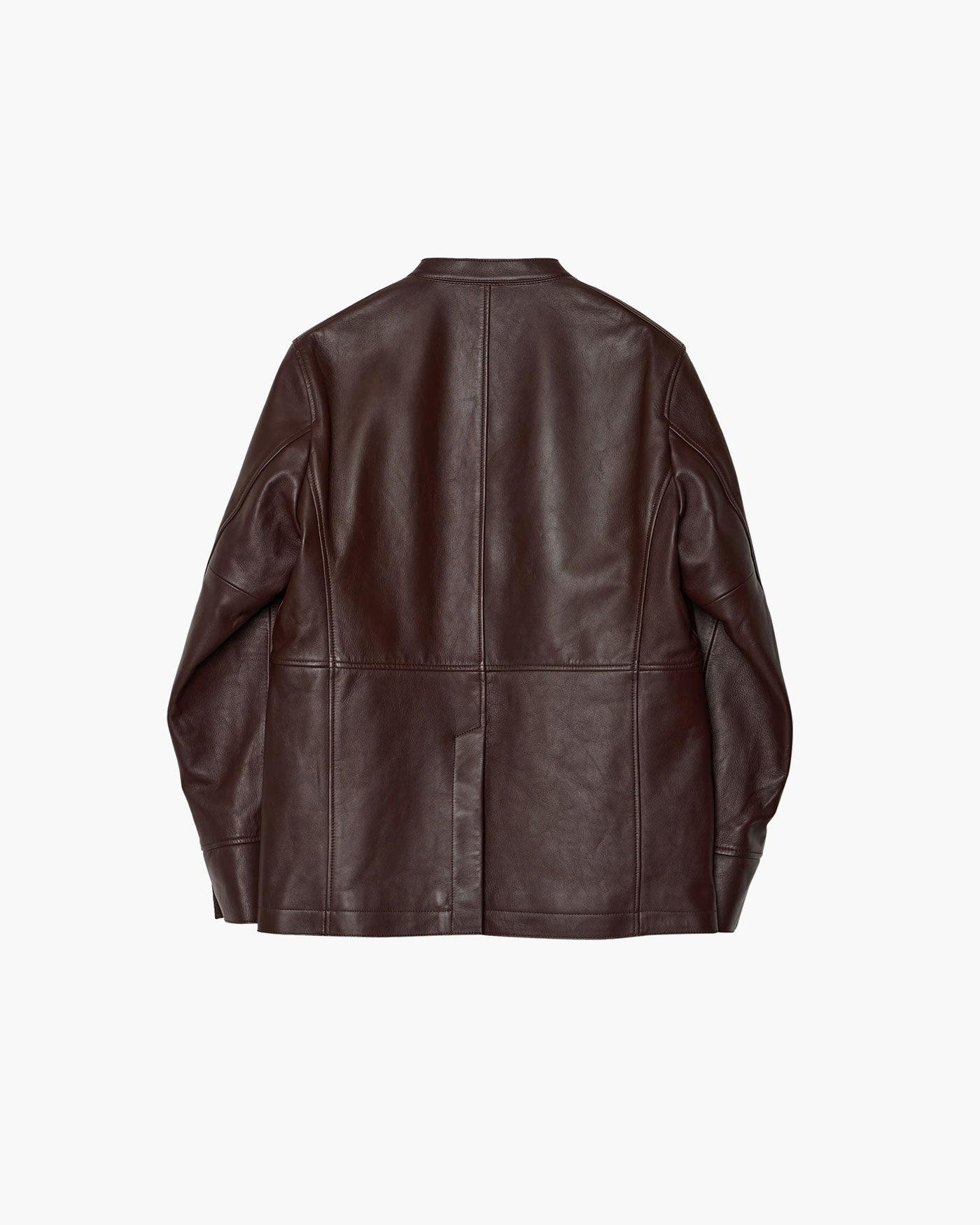 NO-COLLAR LEATHER JAKET